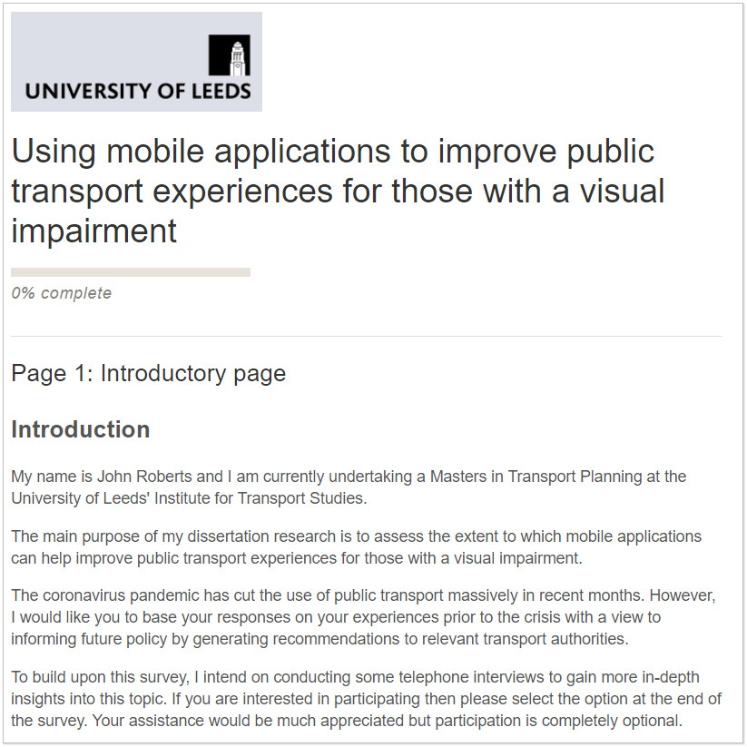 Using Mobile Applications to Improve Public Transport Experiences for those with Visual Impairment