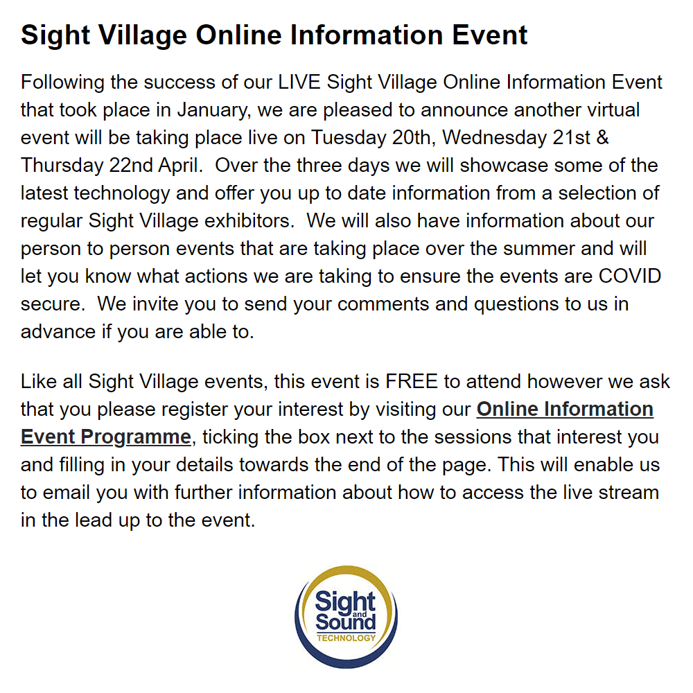 Sight Village Online Information Event